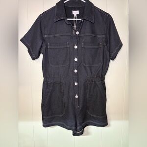 Z Supply Elias Black Denim Romper NWT